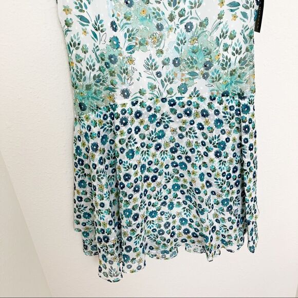 NWT Donna Morgan Floral Chiffon Turquoise Multi Dress - Picture 5 of 11
